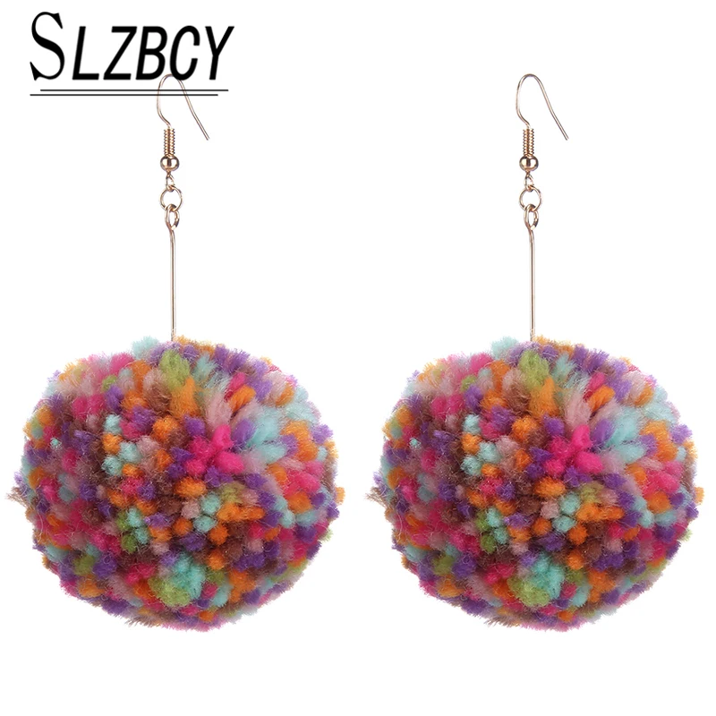 Серьги-подвески в виде плюшевых шариков 16 цветов | Украшения и аксессуары