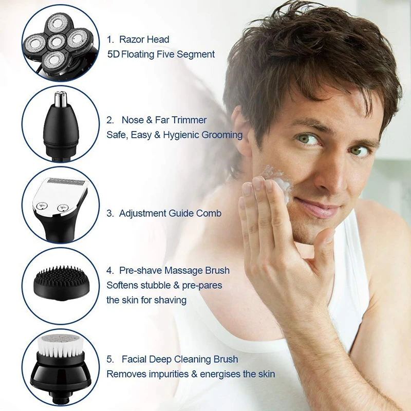 Триммер для бороды мужской 5 в 1 электробритва с зарядкой от USB