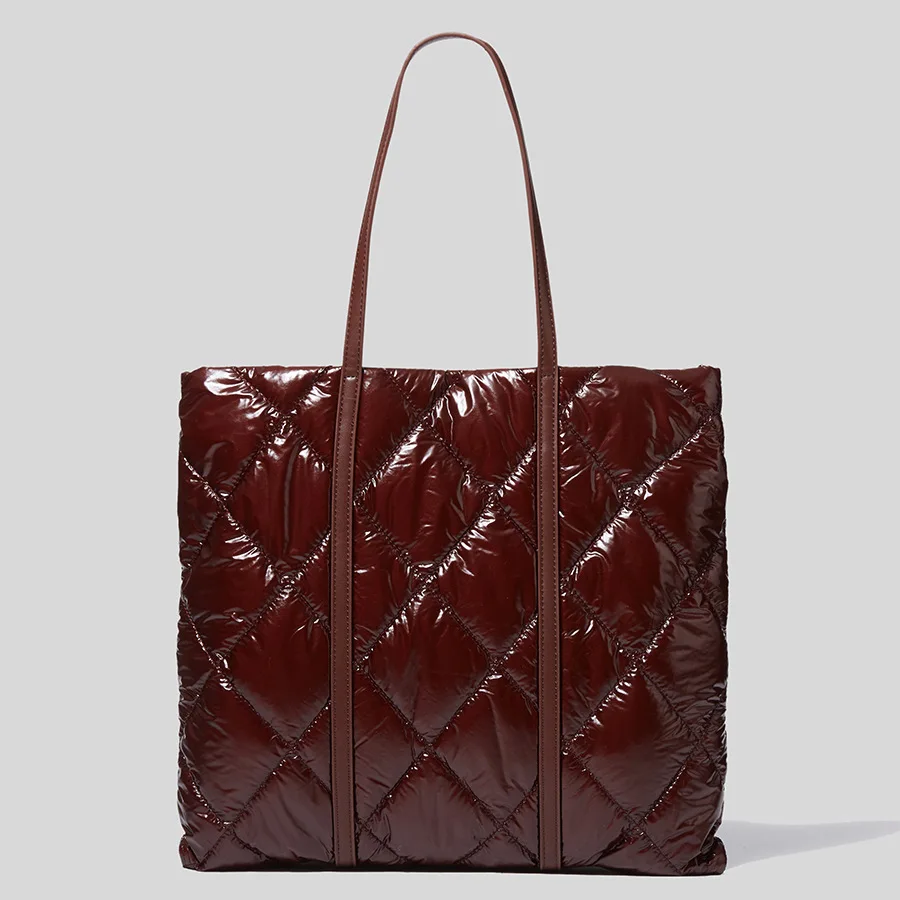 

Новинка 2022, зимняя вместительная сумка через плечо в ромбовидную клетку для женщин, дизайнерская мягкая сумка-тоут из резьбы для покупок, су...