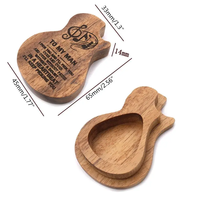 

3 Pcs/set Handmade Wooden Guitar Pick Box and Picks Paddles for Guitarist Music Lovers Gifts