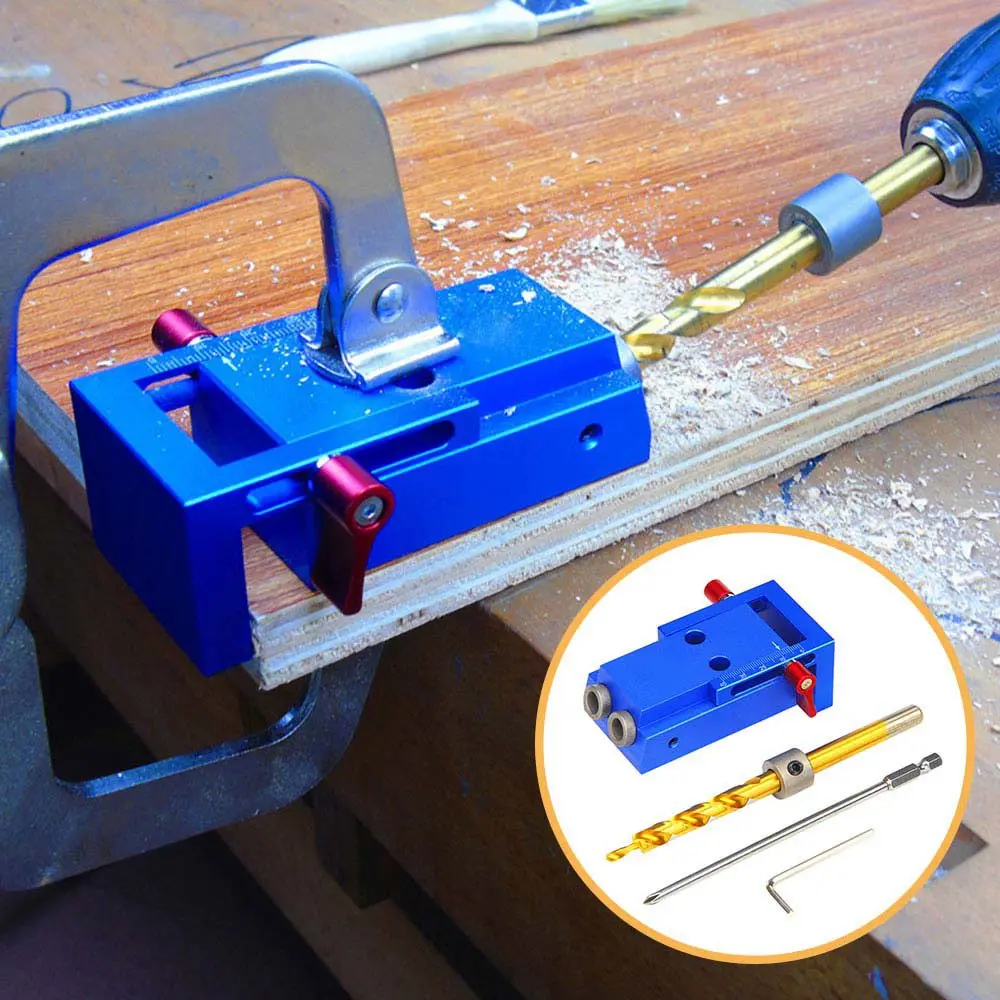 

DIY Woodworking Hole Jig Kit Drill Manual Locator Woodworking Inclined Hole Device Angle Drilling Holes Guide Carpentry Tools