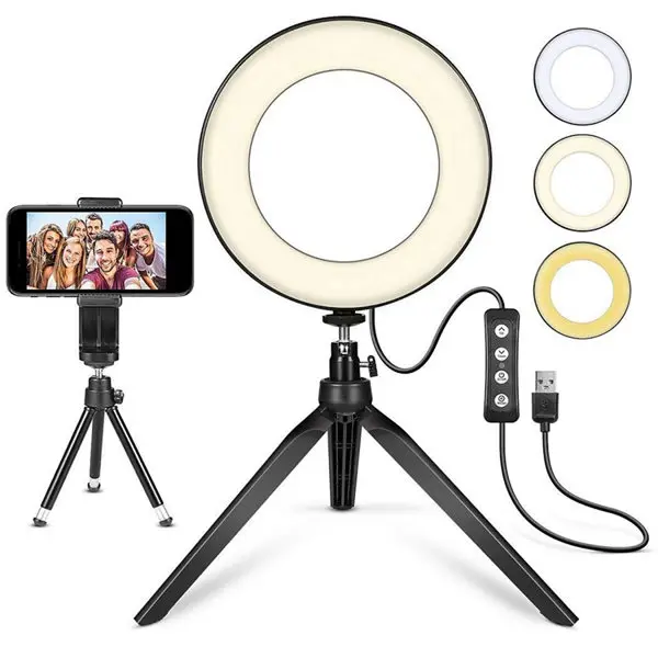 

Ring Light 15.24cm / 6 Inch LED Ring Lamp Photography Selfie Ring Light with Tripod for Youtube Live Makeup Live