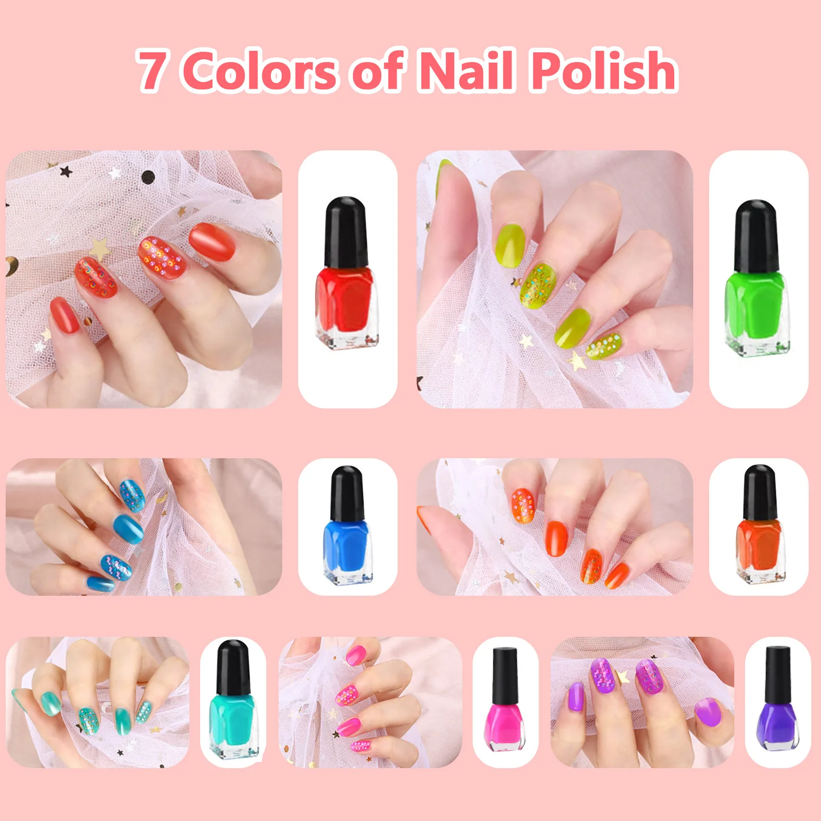 Детский набор для дизайна ногтей включая машинку нанесения рисунка лак милый