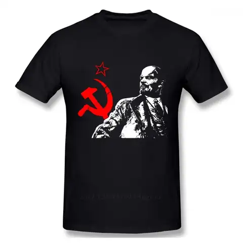 Футболка мужская хлопковая с короткими рукавами, уличная одежда с принтом Советского Союза и Ленина, большие размеры, красный, СССР
