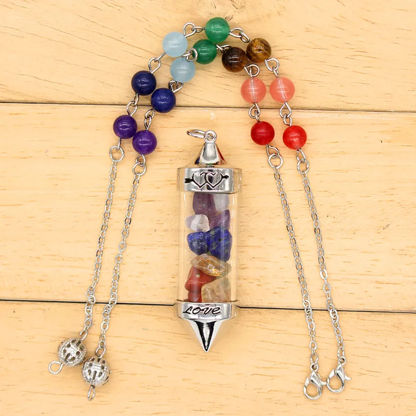 Крафт-с бусинами посеребренный маленький красочный Радужный камень желаний