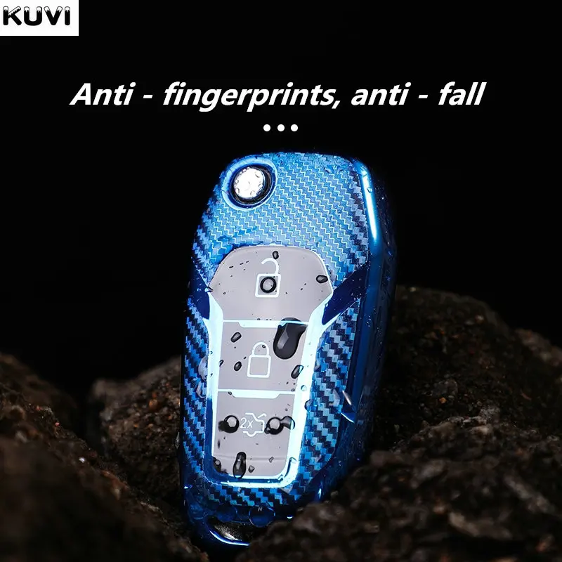 Чехол для автомобильного ключа из ТПУ с гранулированным покрытием углерода Ford Figo