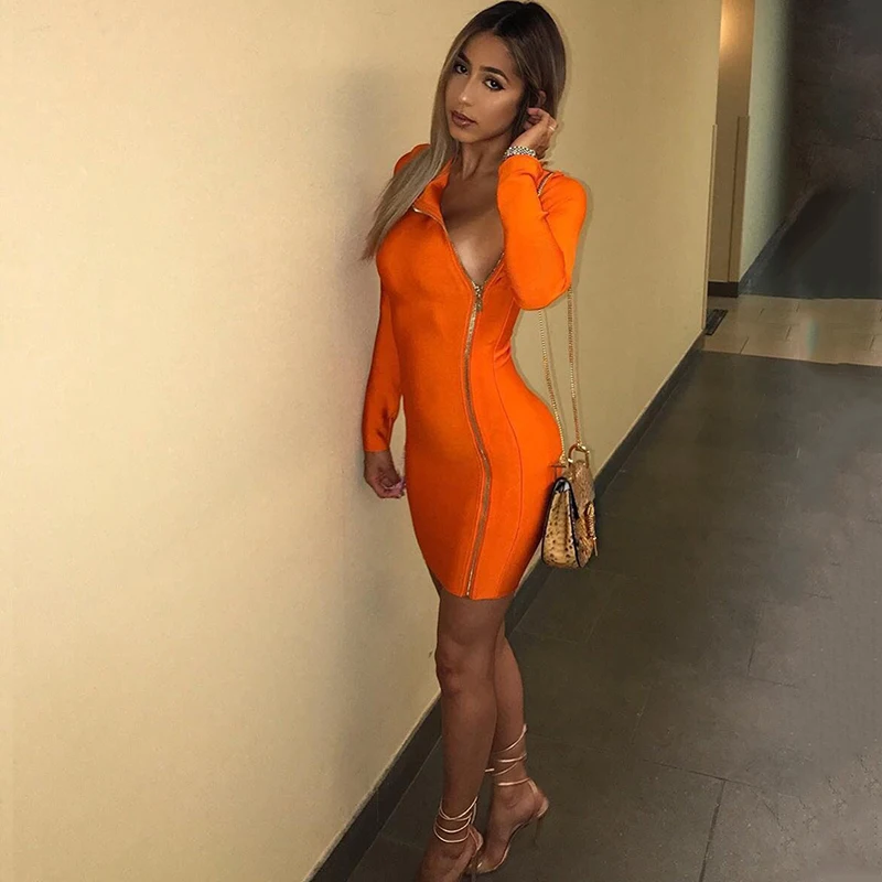 OMSJ новинка сезона осень 2019 года платья для женщин оранжевое вечерние нее