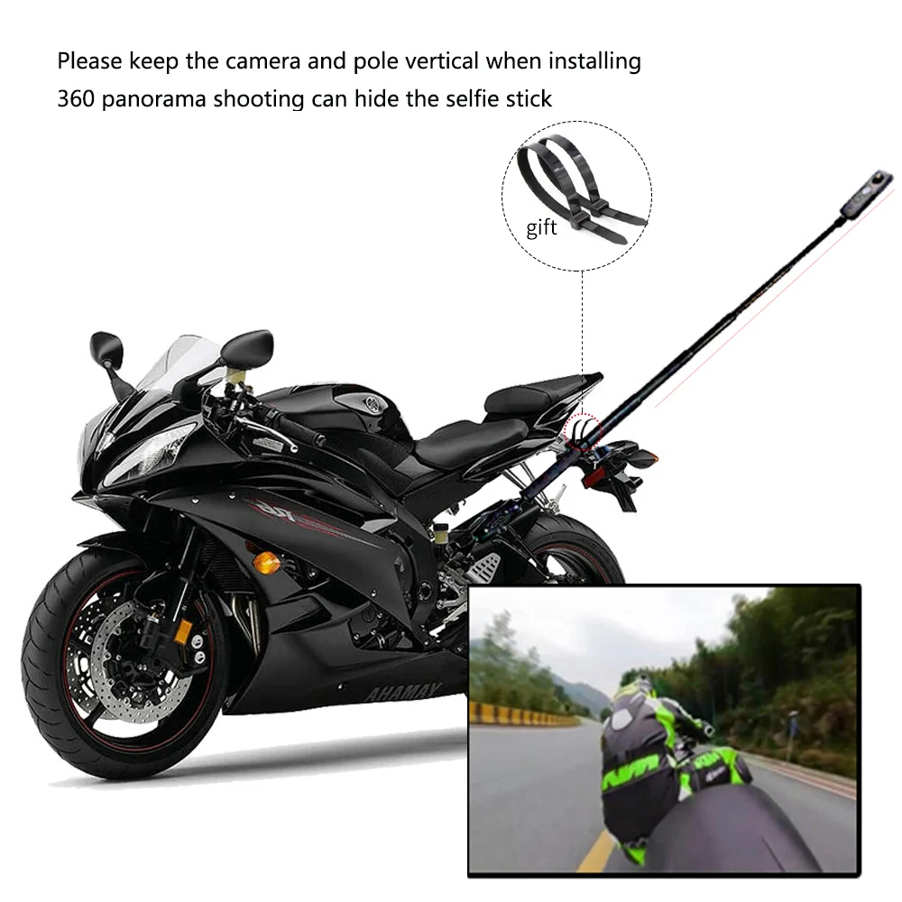 TUYU Motorcycle Action Camera Handlebar Bracket for GoPro DJI Insta360 One R Invisible adjustable Selfie Stick Camera Accessory images - 6