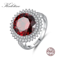 kaletine 925 sterling silver crown rings for women luxury ring womens wedding party red garnet crystal 2019 fashion jewelry
