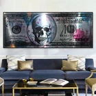 Современный плакат на холсте с изображением долларов и черепа, креативные деньги, картина за 100 долларов, настенное украшение, картина для гостиной и дома