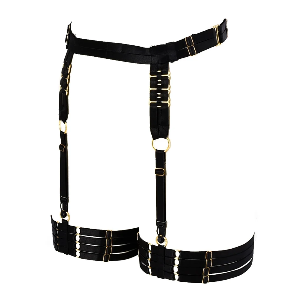 [HANAERNES] black Harajuku belt garter sexy body bondage underwear sling metal accessories sling restraint prom body sling