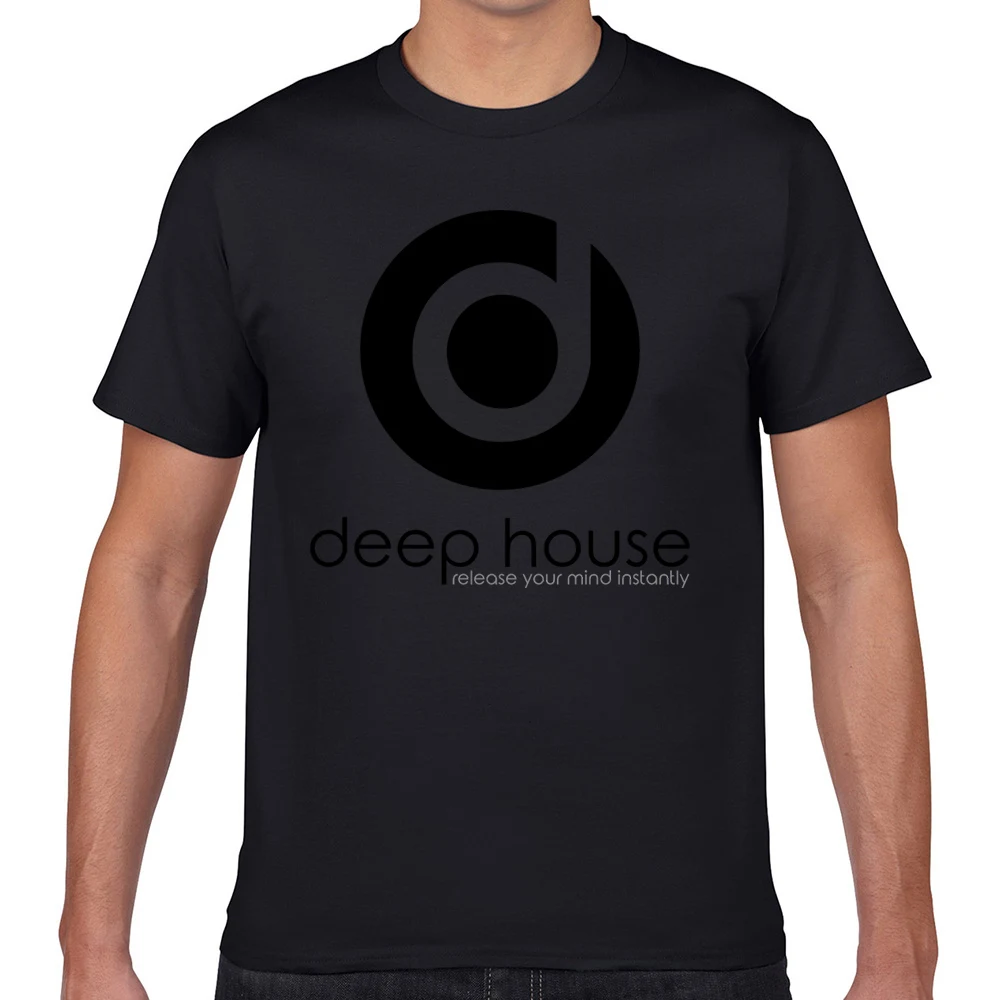 

Tops T Shirt Men deep house music Kawaii Inscriptions Geek Print Male Tshirt