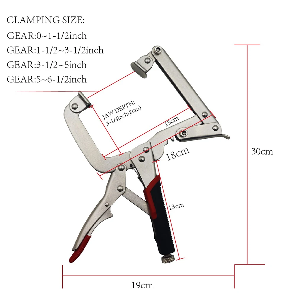 

Pliers for Woodworking with Right Angle Locking C Style 4 Gears Clamp Welding Pipe Vise Clip Carpentry Hand Tool