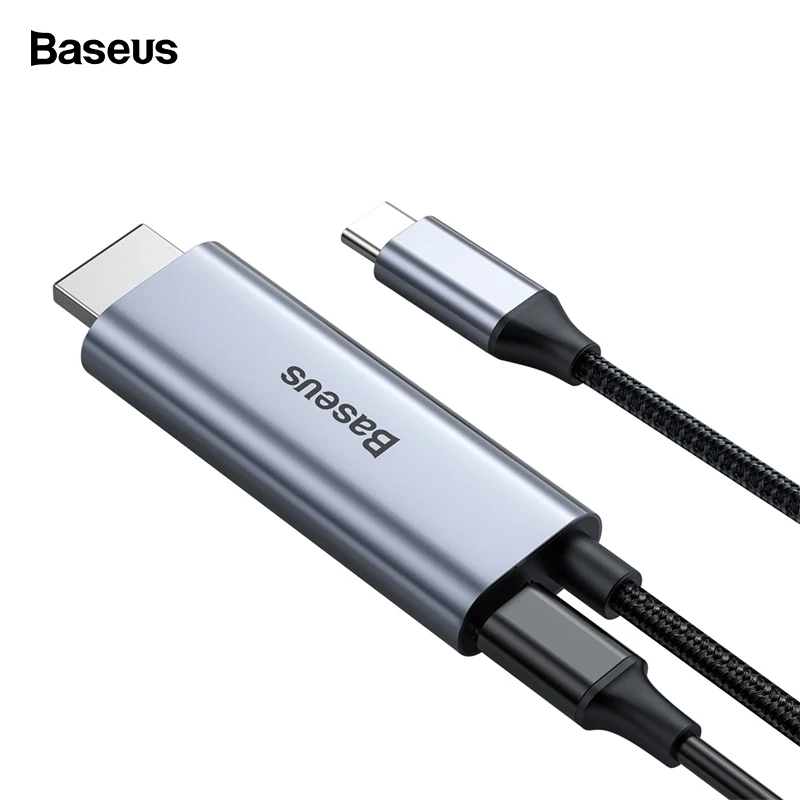 Кабель Baseus USB C HDMI кабель Type C-HDMI Thunderbolt 3 для MacBook Pro Samsung Huawei 4K с адаптером питания 60
