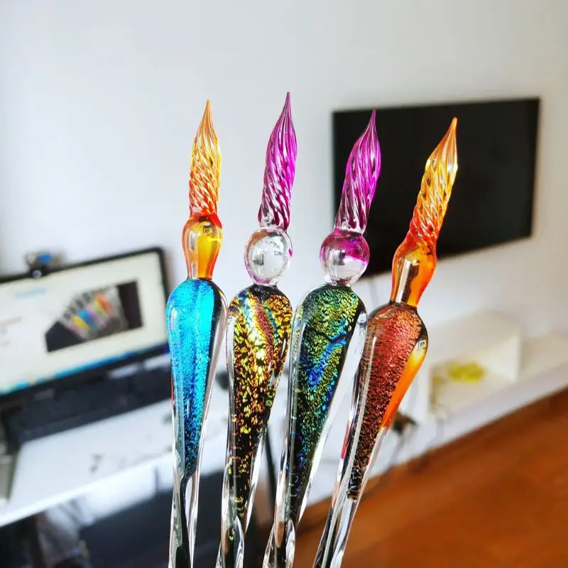 

Vintage Starry Sky Glass Fountain Dip Pen Holder Signature Ink Set Calligraphy Writing With Gift Box C26