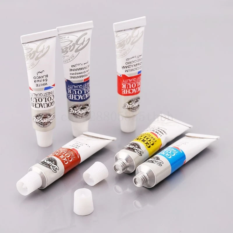 

12 Colors Gouache Paint Tubes Set 6ml Draw Painting Pigment Painting With Brush Art Supplies