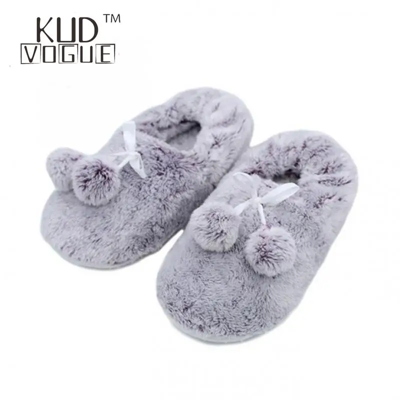 Зимние хлопковые тапочки милые женские с бантом домашние носки домашняя обувь