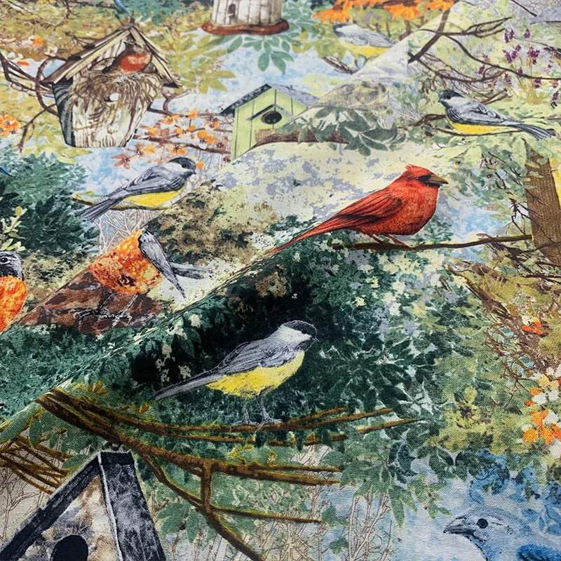 

Красивая цветная ткань из 100% хлопка с рисунком лесных птиц, цифровой печатный материал для шитья, детская ткань «сделай сам», платье, одежда