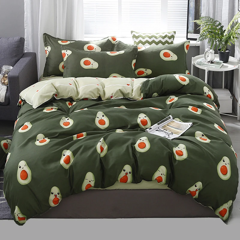 

bedding set duvet cover set Korean bed sheet + duvet cover + pillowcase avocado fish bed cover bed linen set