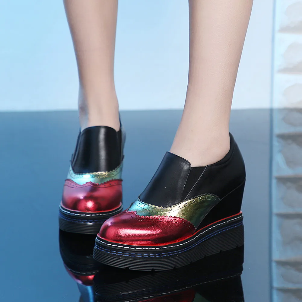 

JOUIR TALONS 2020 Brand Design Genuine Leather Boots Increased Internal Round Toe Platform slip-on Summer Leisure Women Shoes