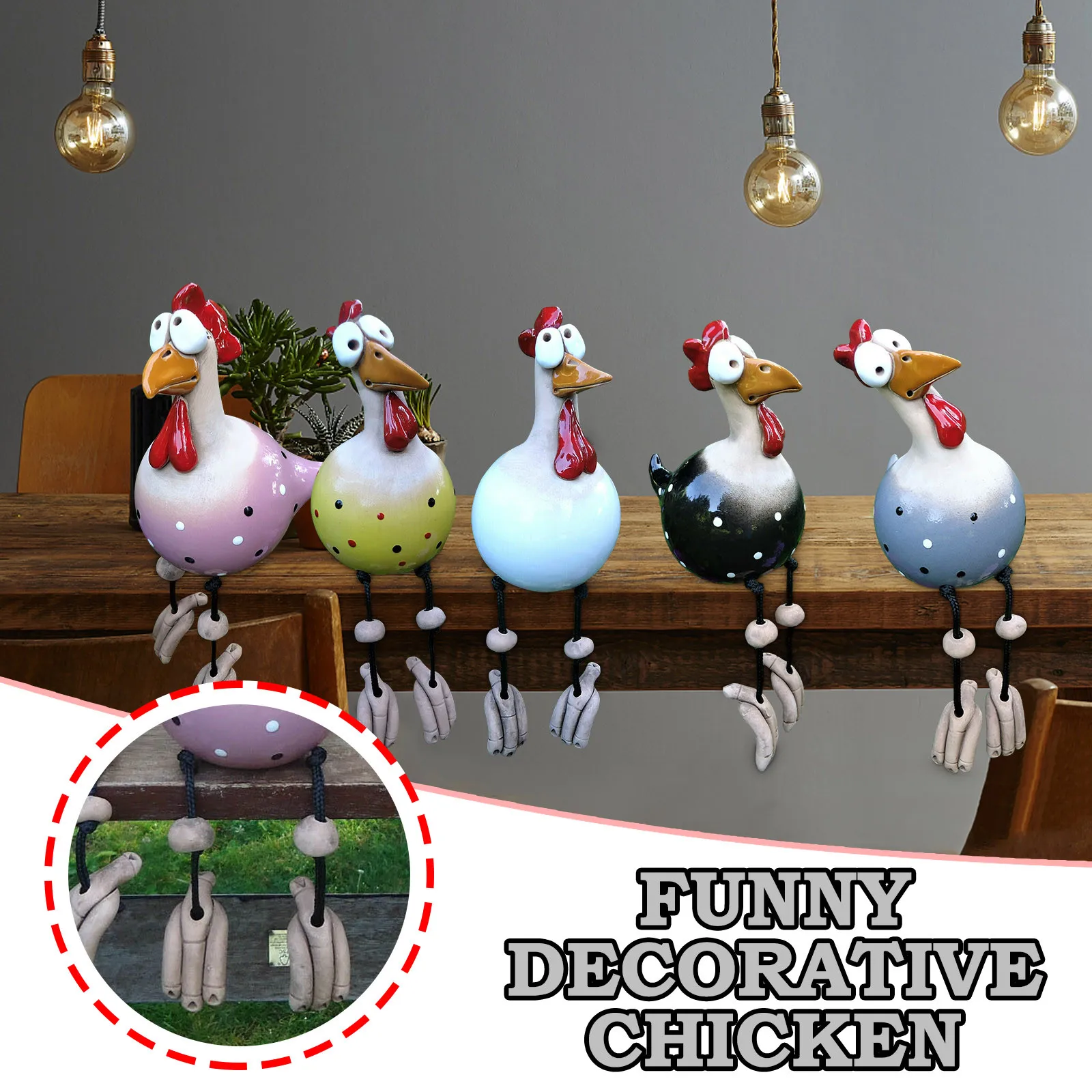 

Yard Art Decor Chicken Garden Lawn Plug Hen Rooster Ornaments Hens Bird Statues Edge Seater Indoor Outdoor Backyard Decorations