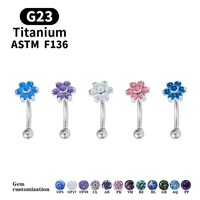 16g romantic belly button rings for women astm f136 g23 titanium beautiful flower type gem navel piercing rings body jewelry