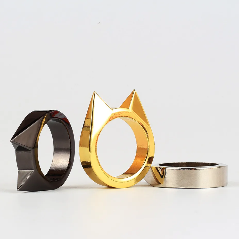 Модное Стильное кольцо с кошачьими ушами для самозащиты одним пальцем защелкой
