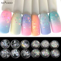 6jars ab nail glitters mixed shape paillette mermaid sequins holographic polishing spangles flakes slice decoration tips