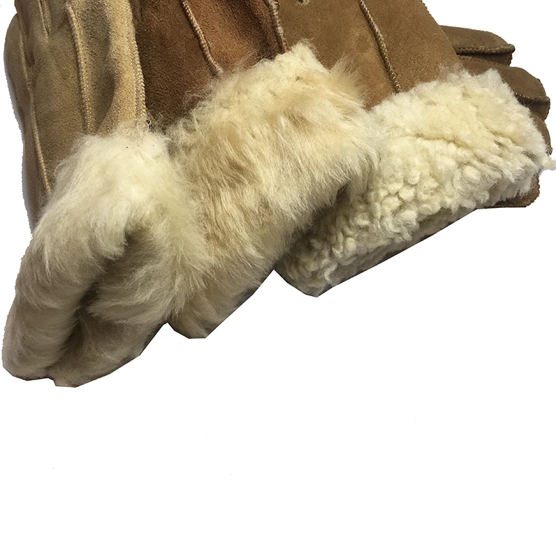 Men's Leather gloves New genuine sheepskin leather glove for men Outdoor Winter warm fur thickening thermal patchwork gloves G31
