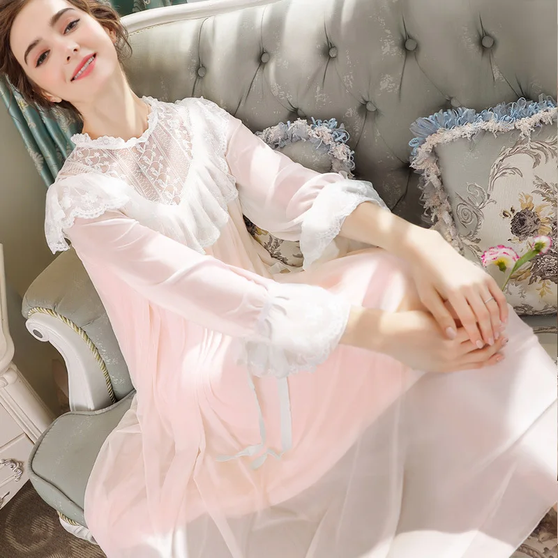 Осенняя белая ночнушка из модала винтажная длинная ночная рубашка супермягкая