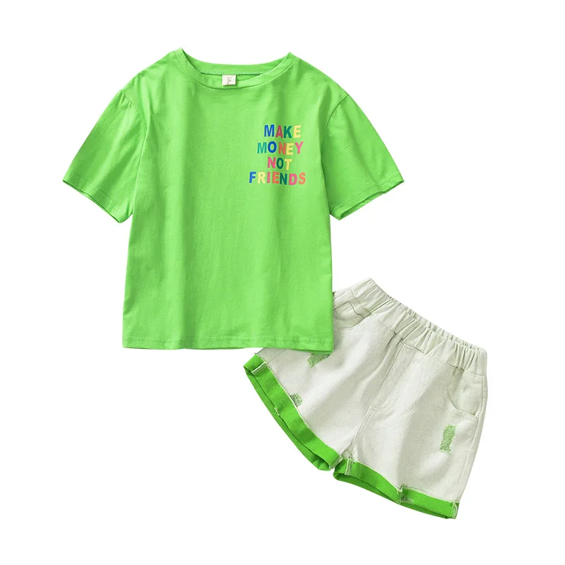 

Children with children's han edition western style suits the new summer 2021 cuhk tide girls short sleeve shorts in summer tw