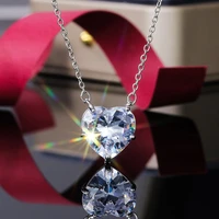 jk hot selling big crystal heart cubic zirconia pendant necklace women romantic bridal wedding simple stylish heart necklace