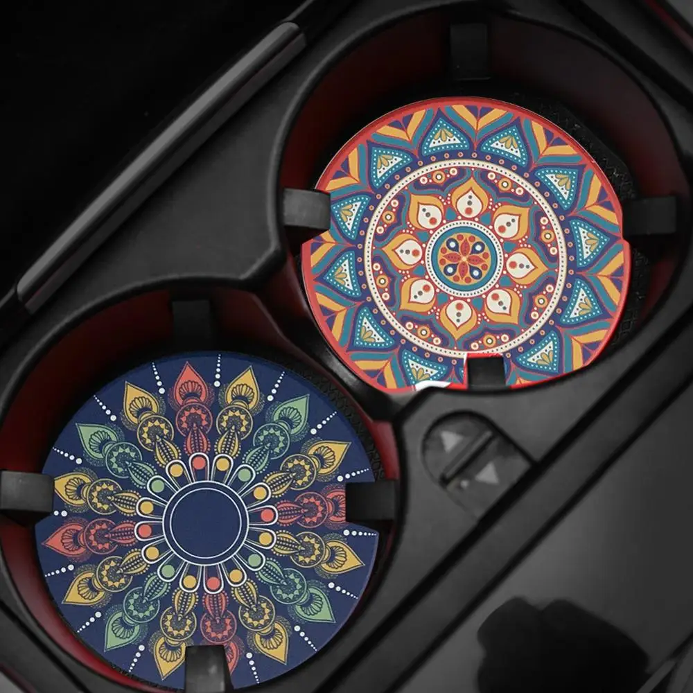 

Wholesale Quick Delivery 2Pcs Car Coasters Ceramic Stone Absorbent Car Cup Holders Car Cup Mat Decorations Car Accessories