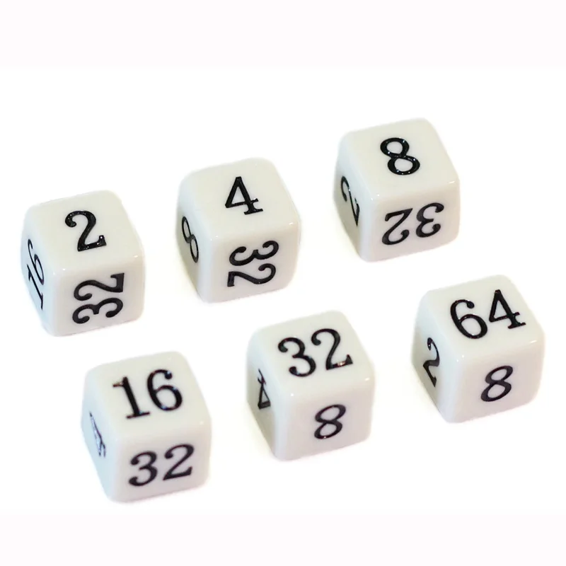 

10 pcs/set 6 Sided Multiple Dice 2 4 8 16 32 64 Funny Puzzle Game Send Children Education Dice 15.8mm