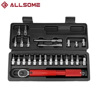 allsome 25pcs 2 24nm adjustable torque wrench bicycle repair tools kit bike repair spanner hand tool set ht2688