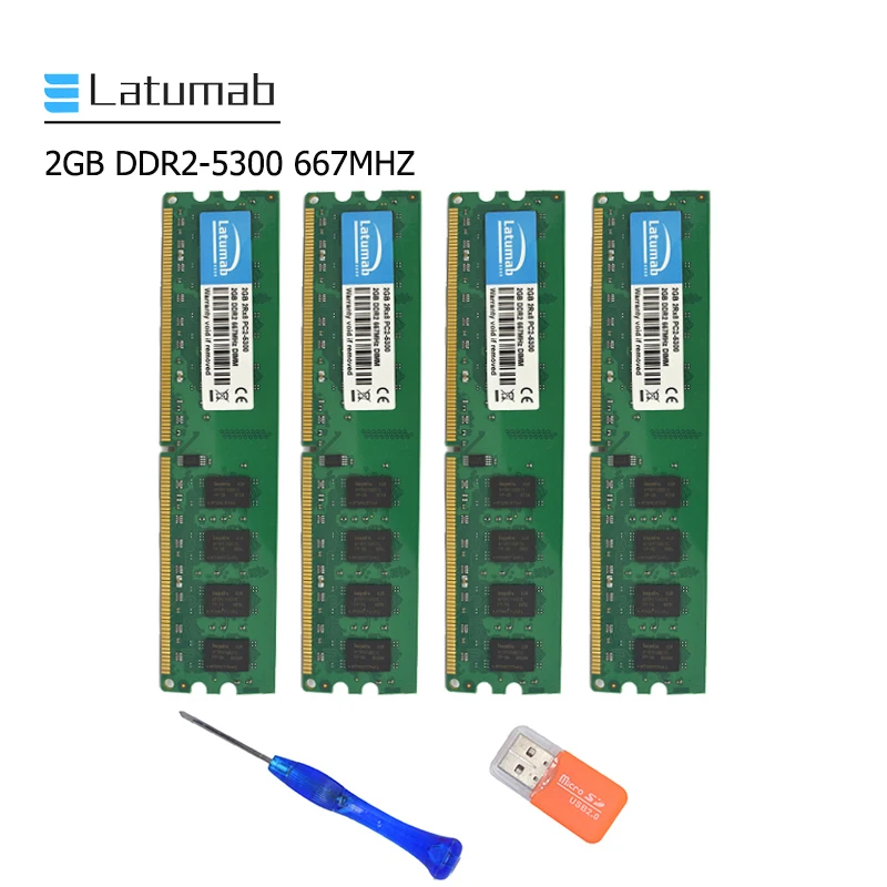 Оперативная память Latumab DDR2 2 ГБ 4 Гб 667 МГц PC2 5300 Память Dimm 240 контактов 1 8 В модуль