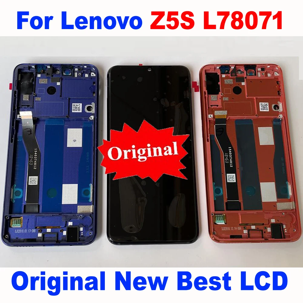 100% Original Touch Screen Digitizer LCD Display Assembly with Frame For Lenovo Z5S L78071 Glass Sensor Panel Mobile Pantalla | Мобильные