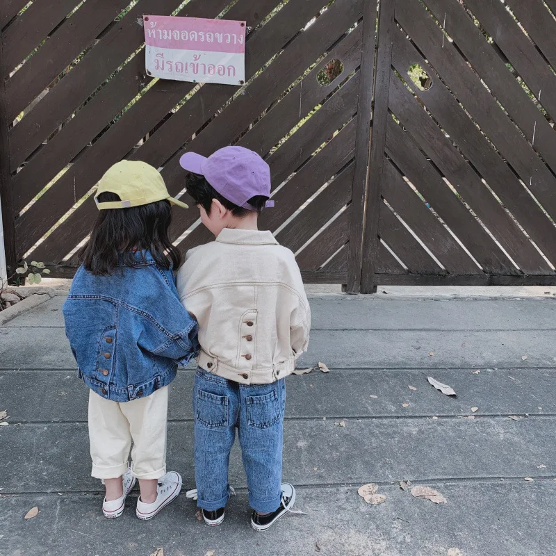 Куртка джинсовая короткая для мальчиков и девочек модная Свободная Повседневная