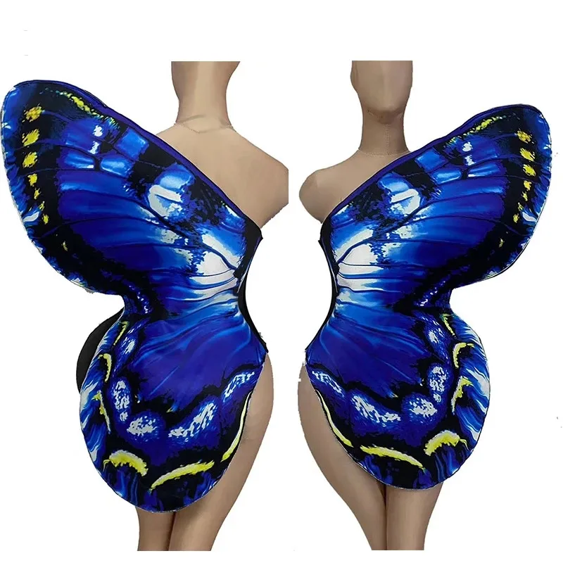 Костюм для танцев с голубыми крыльями бабочки костюм представлений на Хэллоуин