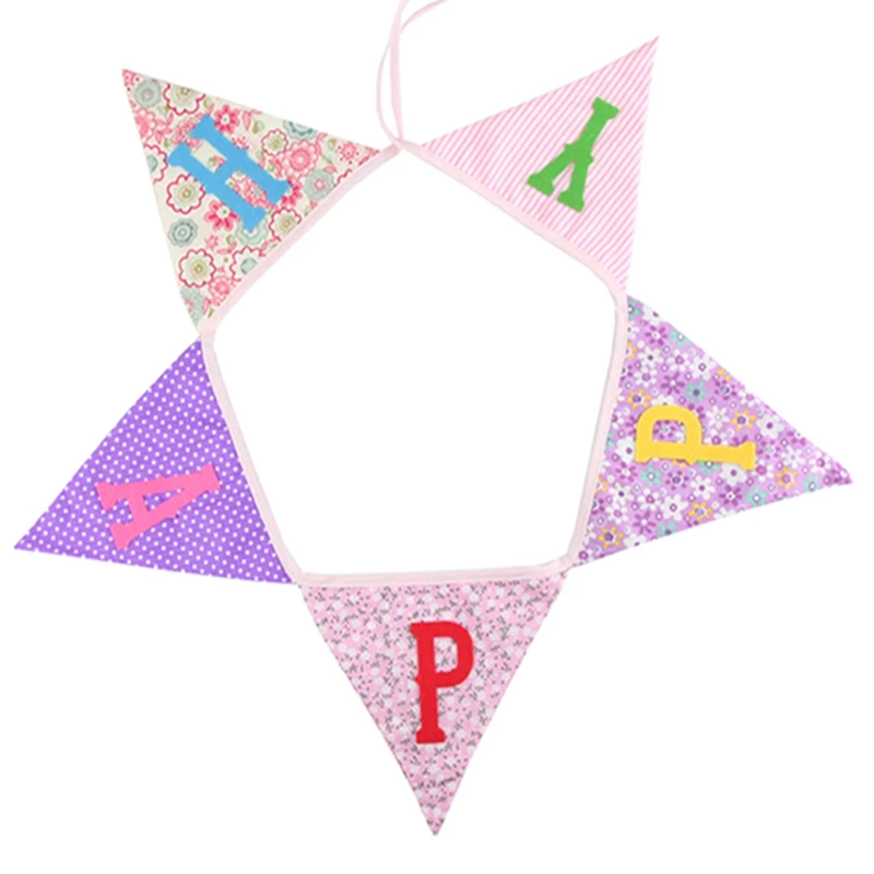 Ретро 4 цвета с днем рождения свадьба овсянка античный льняной баннер хлопок