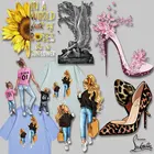 Аппликации для одежды, на высоких каблуках, с подсолнухами, для родителей и детей