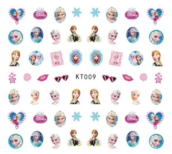 Новинка 5 листов 15 видов детские наклейки для ногтей Холодное сердце дизайн
