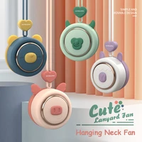 mini bladeless fan neck band hands free cute pet hanging rope portable usb charging rechargeable fans 3rd gears speed ventilator