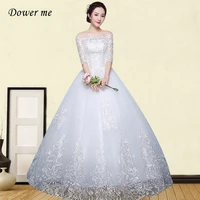 off the shoulder wedding dress gr698 half sleeve vestidos de novia embroidery long bridal gowns lace up wedding dresses 2020