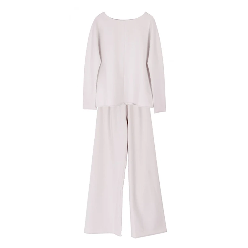 

GALCAUR Casual Two Piece Set For Women O Neck Long Sleeve Pullovers High Waist Full Length Pants Autumn Sets Female 2020 Clothes