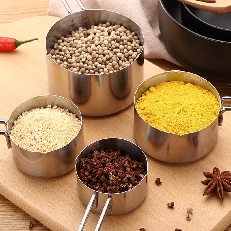 

4pcs Stainless Steel Anti-Corrosion Measuring Cup Baking Scale Measuring Seasoning Spoon