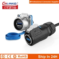 cnlinko lp24 waterproof m24 0 5m cable wire usb3 0 data connector plug socket for computer camera cinema video network equipment