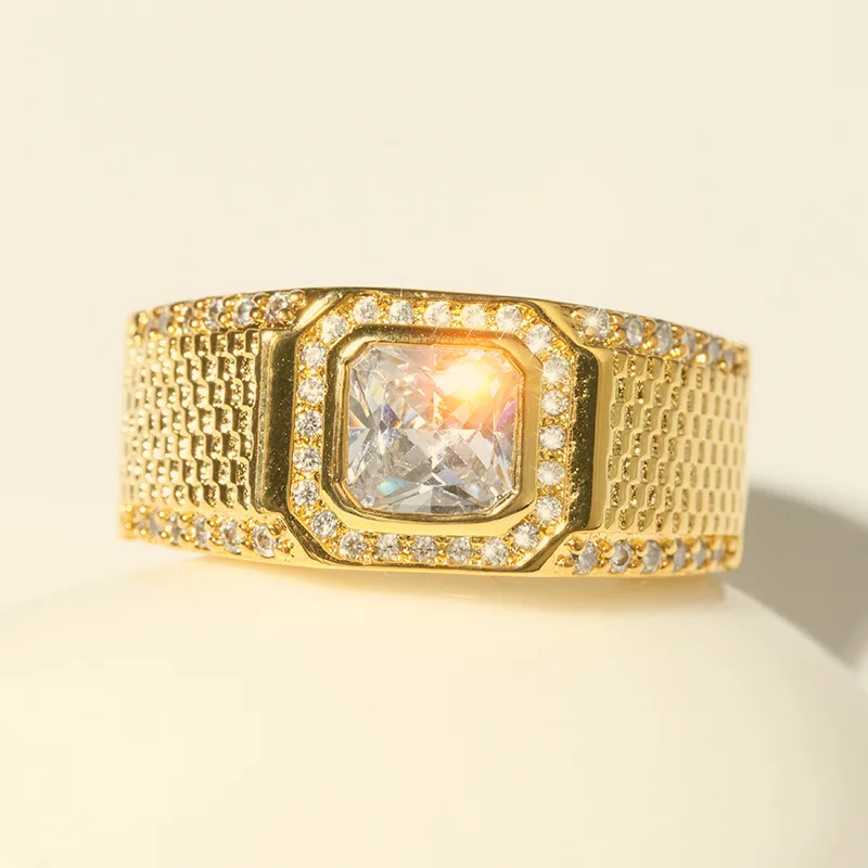 Мужское обручальное кольцо с австрийским кристаллом 18 дюймов 1 5 карата|crystal stone