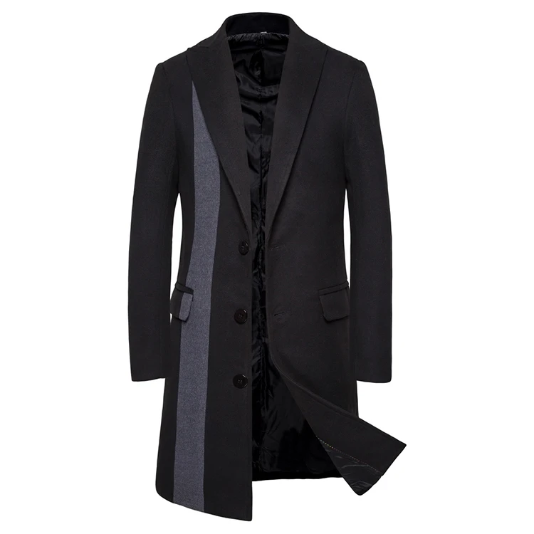 Модный зимний длинный мужской Тренч в полоску с принтом новинка 2020 приталенная