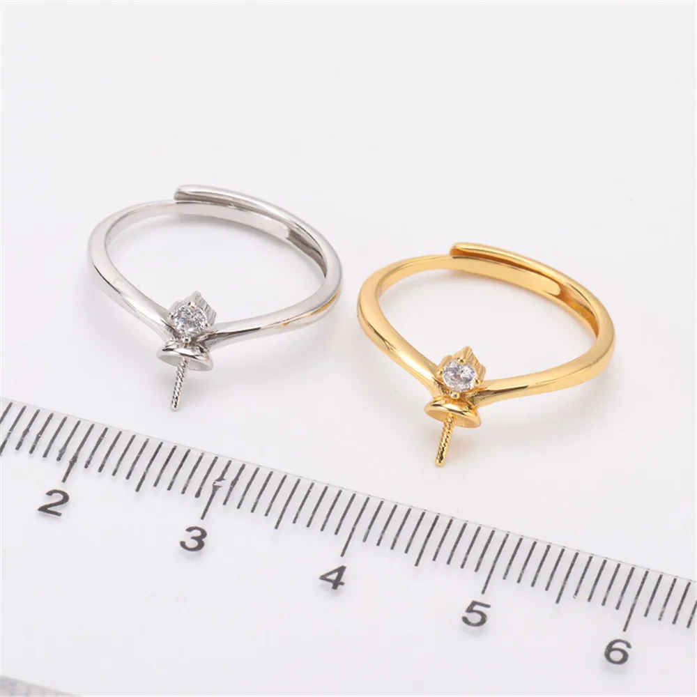 

Fashion Rings Resizable Design Rings Base 925 Sterling Silver Pearl Rings Settings Women DIY Pearl Rings Accessory No Pearl
